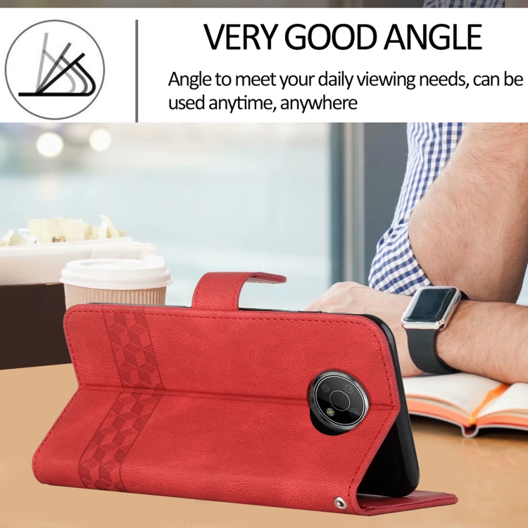 For Nokia G10 / G20 / G30 Cubic Skin Feel Flip Leather Phone Case(Red) - 3