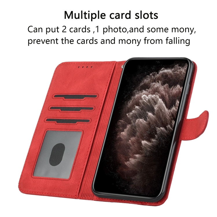 For Nokia XR20 Cubic Skin Feel Flip Leather Phone Case(Red) - 5