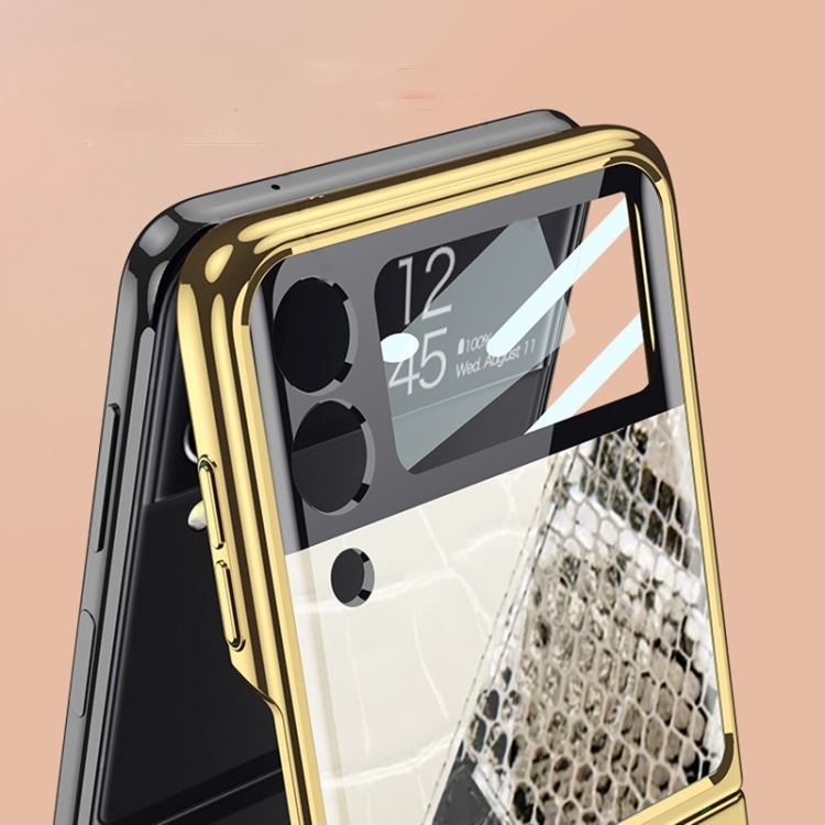 For Samsung Galaxy Z Fold3 5G GKK Texture Pattern Electroplating Tempered Glass Phone Case(Color Block 01) - B3