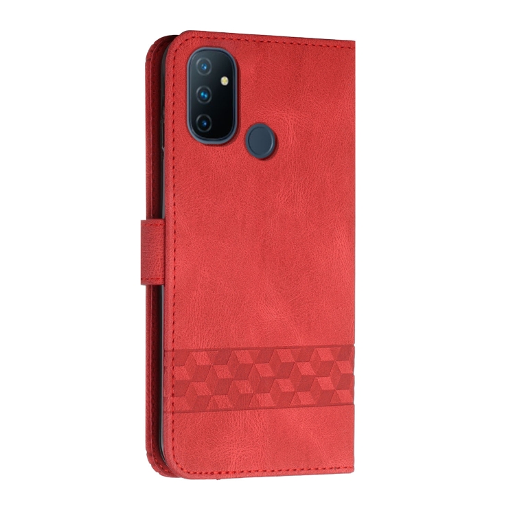 Cubic Skin Feel Flip Leather Phone Case For OnePlus Nord N100 4G(Red) - 2