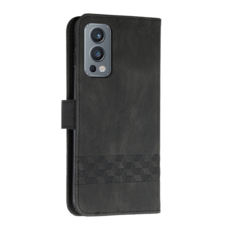 Cubic Skin Feel Flip Leather Phone Case For OnePlus Nord 2 5G(Black) - 2