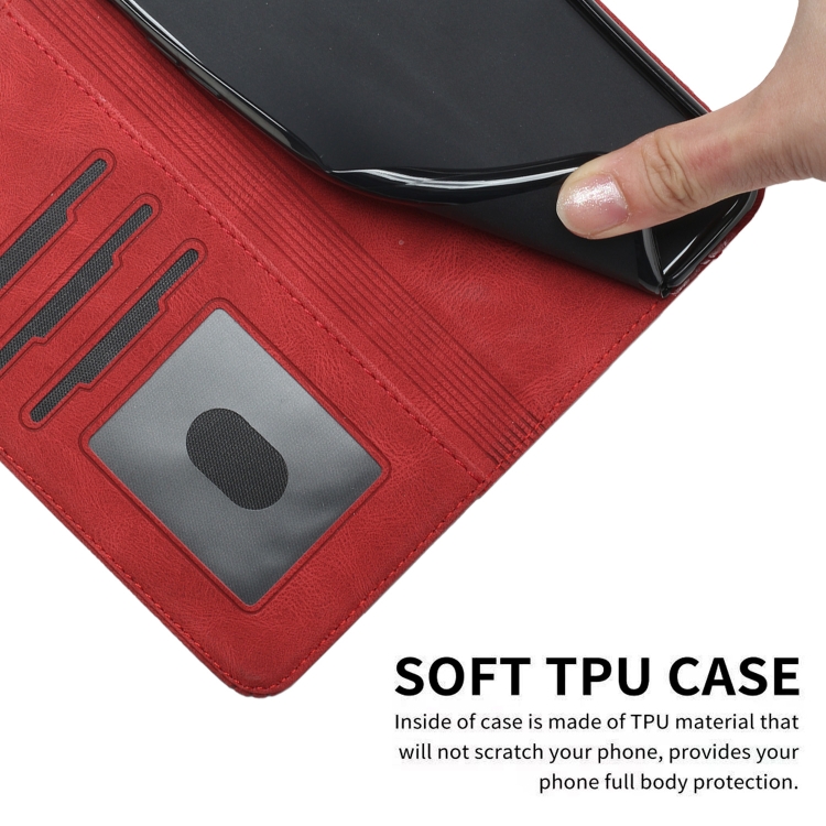Cubic Skin Feel Flip Leather Phone Case For OnePlus 9R Pro(Red) - 5