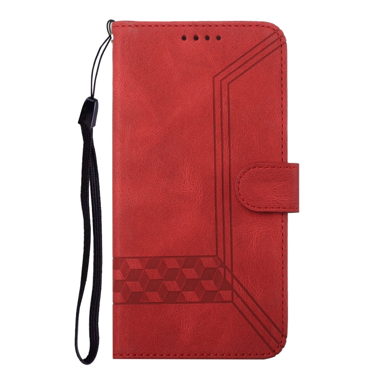Cubic Skin Feel Flip Leather Phone Case For OnePlus 8 Pro(Red) - 1
