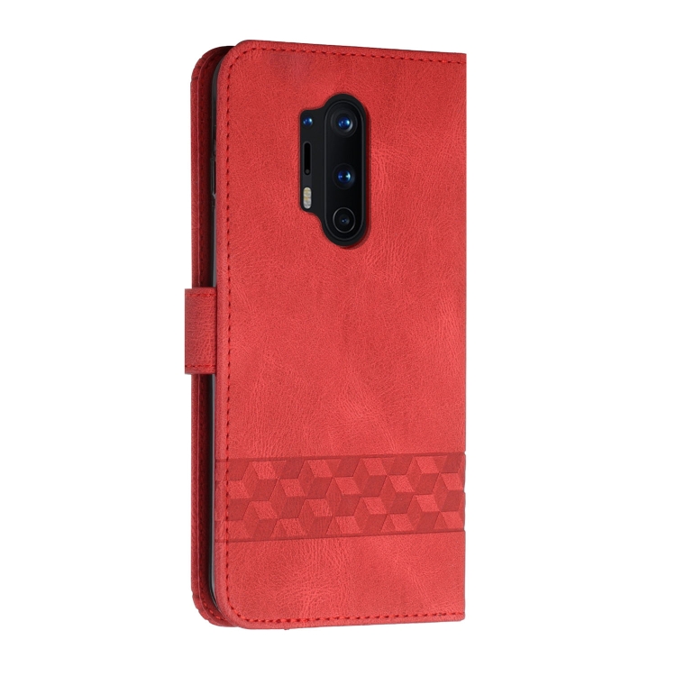 Cubic Skin Feel Flip Leather Phone Case For OnePlus 8 Pro(Red) - 2
