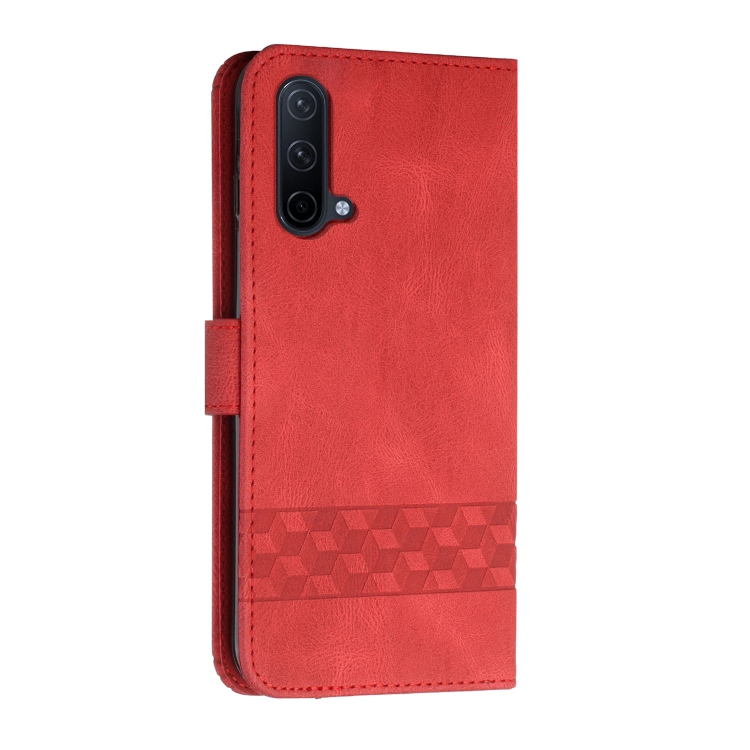Cubic Skin Feel Flip Leather Phone Case For OnePlus Nord CE 5G(Red) - 2