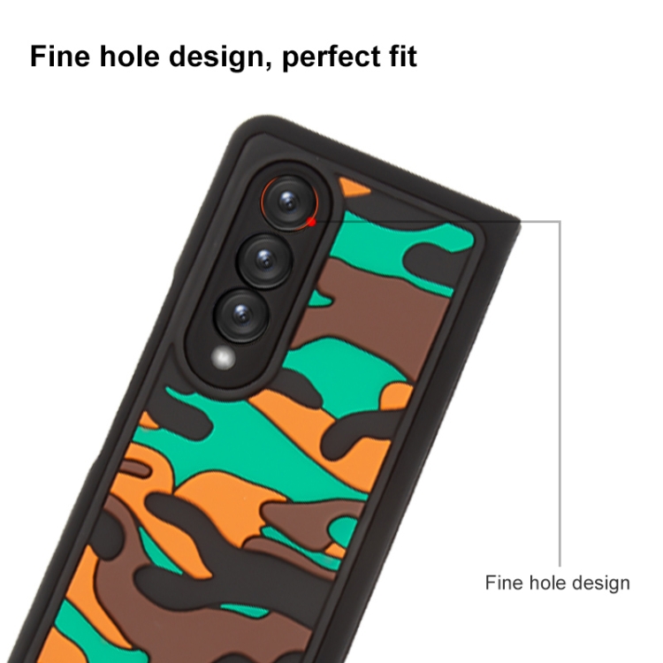 For Samsung Galaxy Z Fold3 5G Camouflage Clouds Embossed Silicone Phone Case(Land) - B4