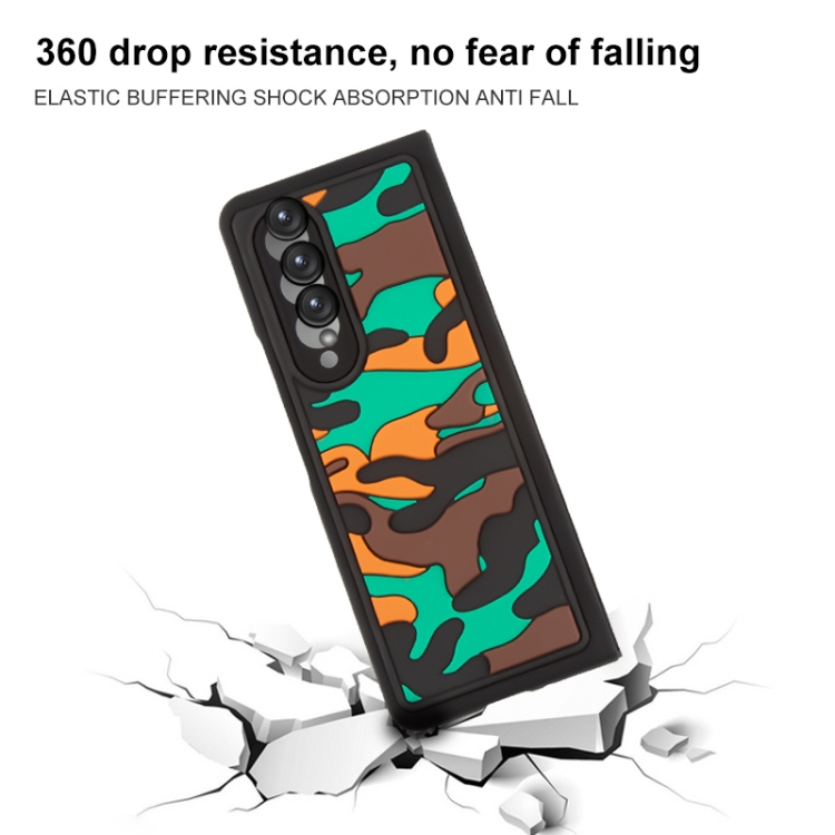 For Samsung Galaxy Z Fold3 5G Camouflage Clouds Embossed Silicone Phone Case(Land) - B5