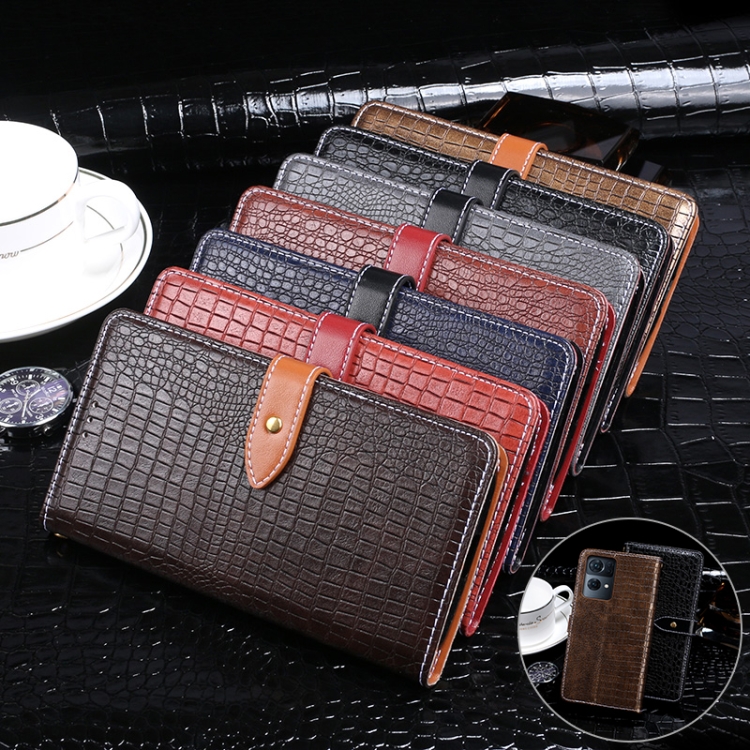 For OPPO Reno7 Pro 5G idewei Crocodile Texture Leather Phone Case(Black) - 6