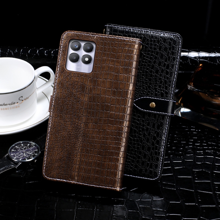 For OPPO Realme 8i idewei Crocodile Texture Leather Phone Case(Black) - 2