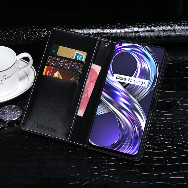 For OPPO Realme 8i idewei Crocodile Texture Leather Phone Case(Black) - 4