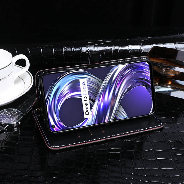 For OPPO Realme 8i idewei Crocodile Texture Leather Phone Case(Black) - 5