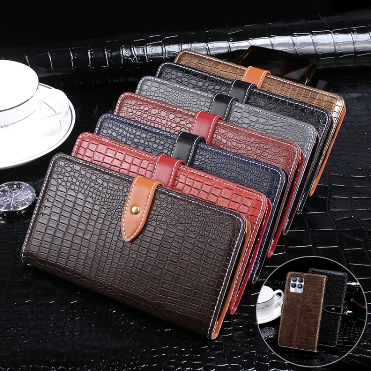 For OPPO Realme 8i idewei Crocodile Texture Leather Phone Case(Black) - 6