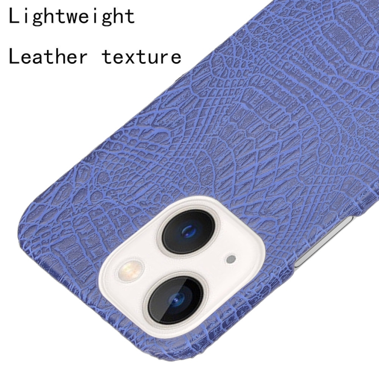 Crocodile PU + PC Phone Case For iPhone 13(Blue) - 4