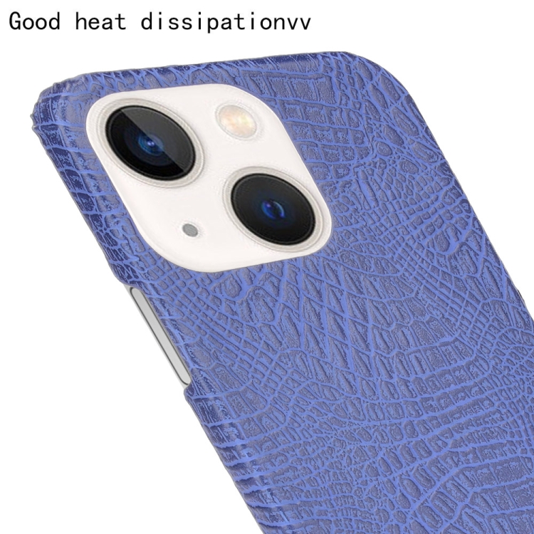 Crocodile PU + PC Phone Case For iPhone 13(Blue) - 5