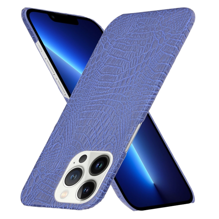Crocodile PU + PC Phone Case For iPhone 13 Pro(Blue) - 1