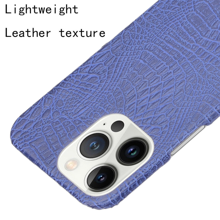 Crocodile PU + PC Phone Case For iPhone 13 Pro(Blue) - 4