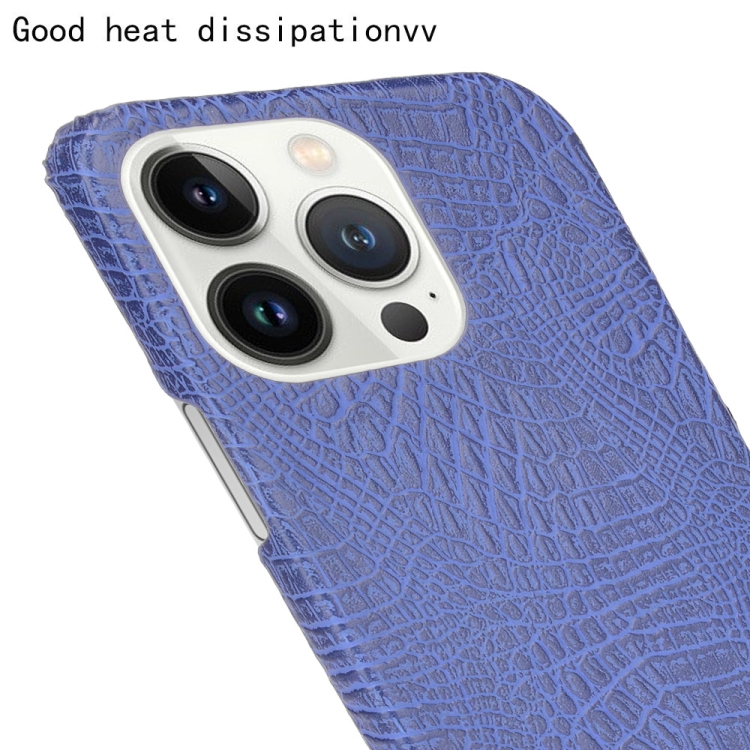 Crocodile PU + PC Phone Case For iPhone 13 Pro(Blue) - 5