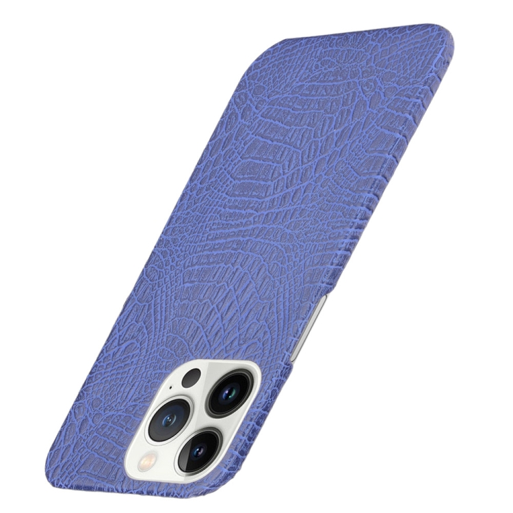 Crocodile PU + PC Phone Case For iPhone 13 Pro Max(Blue) - 2