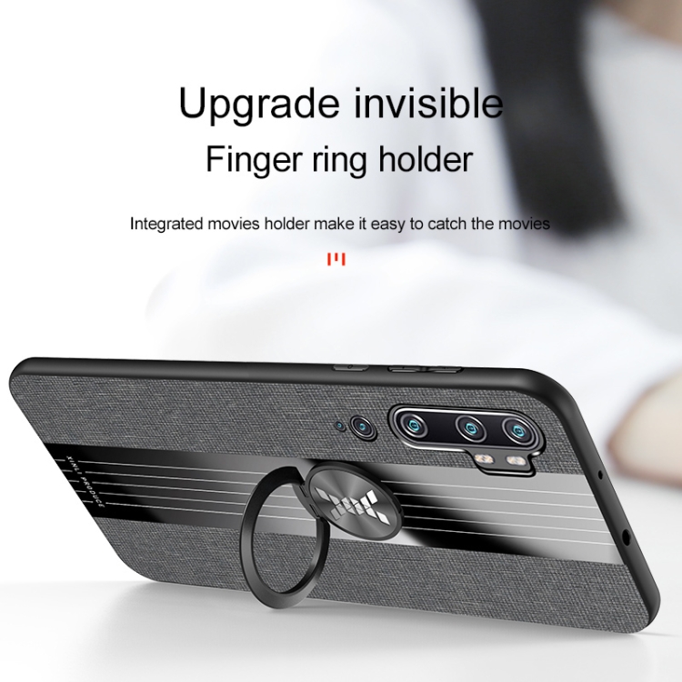 For Xiaomi Mi CC9 Pro XINLI Stitching Cloth Texture TPU Phone Case with Ring Holder(Black) - 2