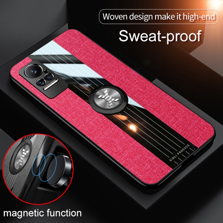 For Xiaomi Civi XINLI Stitching Cloth Texture TPU Phone Case with Ring Holder(Red) - 4