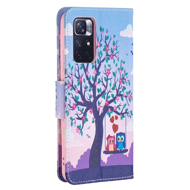 For Xiaomi Redmi Note 11 Colored Drawing Leather Phone Case(Owl) - 2