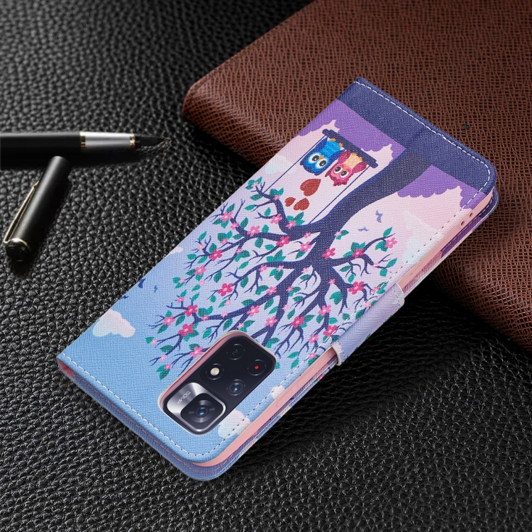 For Xiaomi Redmi Note 11 Colored Drawing Leather Phone Case(Owl) - 6