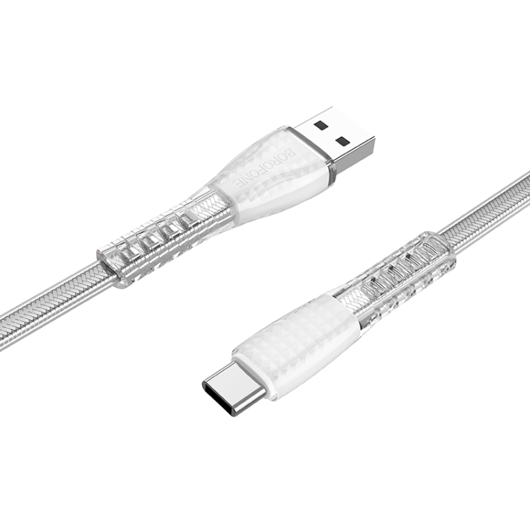Borofone BU31 1.2m 3A USB to USB-C / Type-C Jelly Braided Charging Data Cable(Black) - B2