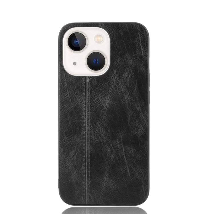 Sewing Cow Leather Soft PC Case For iPhone 13(Black) - 1