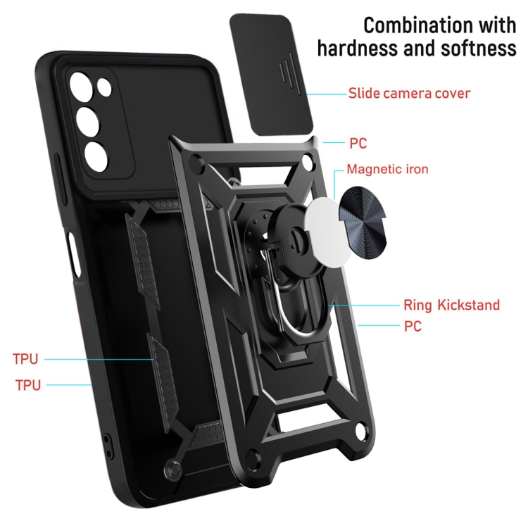 For Samsung Galaxy A03s EU Version Sliding Camera Design TPU + PC Phone Case(Black) - 2