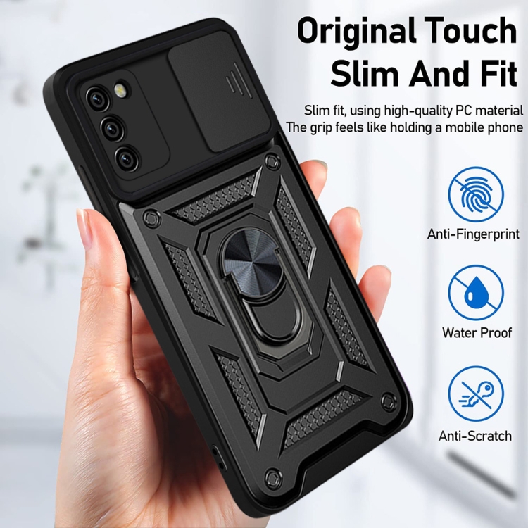 For Samsung Galaxy A03s US Version Sliding Camera Design TPU + PC Phone Case(Black) - 1