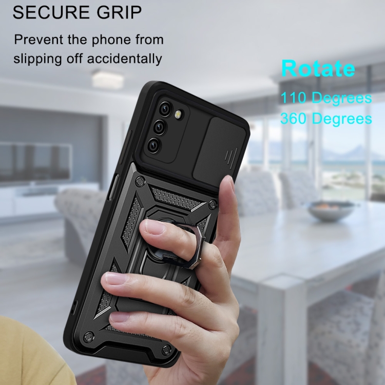 For Samsung Galaxy A03s US Version Sliding Camera Design TPU + PC Phone Case(Black) - 5