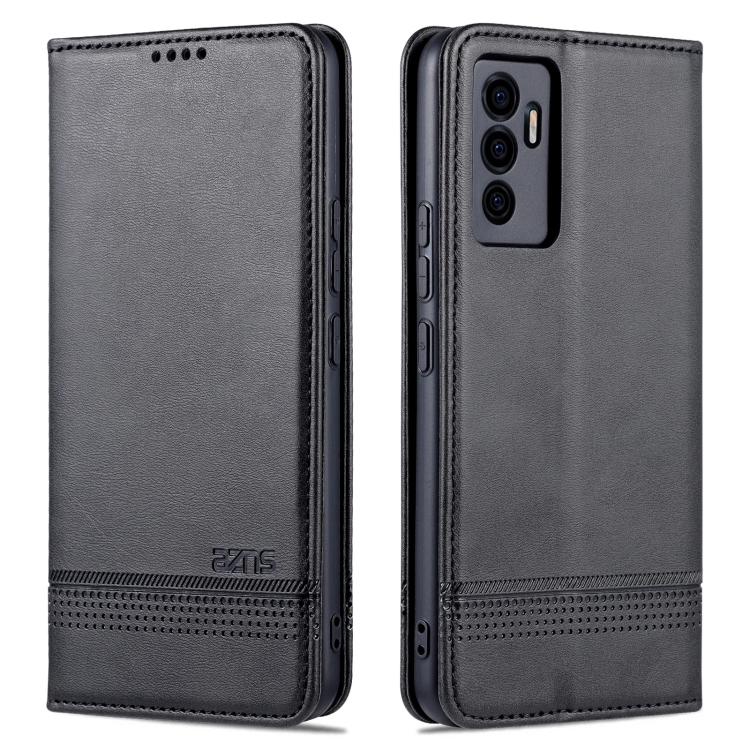 For vivo S10e / V23e AZNS Magnetic Calf Texture Horizontal Flip Leather Phone Case(Black) - 1