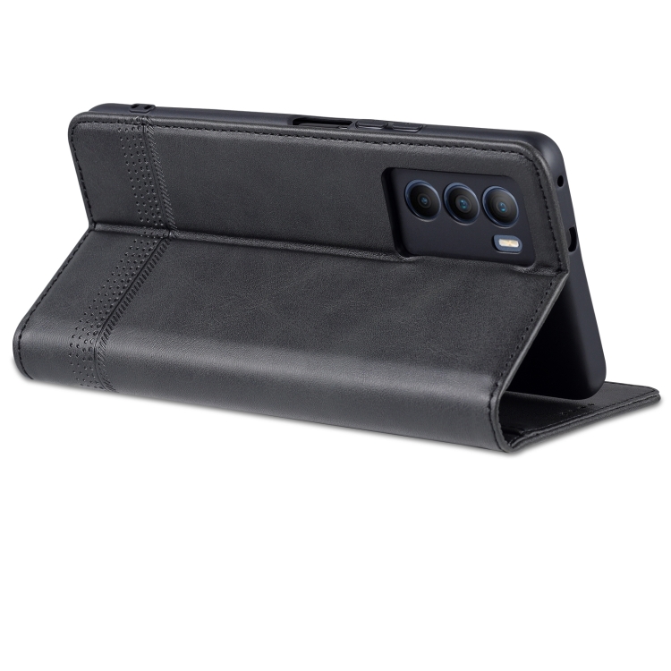 For vivo T1 AZNS Magnetic Calf Texture Horizontal Flip Leather Phone Case(Black) - 4