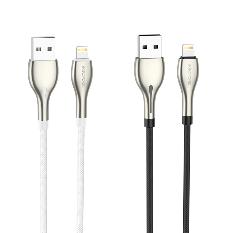 Borofone BU29 1.2m 2.4A USB to 8 Pin Exquisite Charging Data Cable(Black) - B1