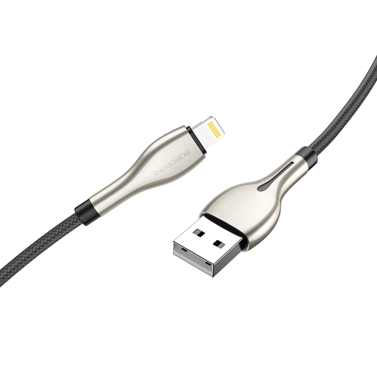 Borofone BU29 1.2m 2.4A USB to 8 Pin Exquisite Charging Data Cable(Black) - B2