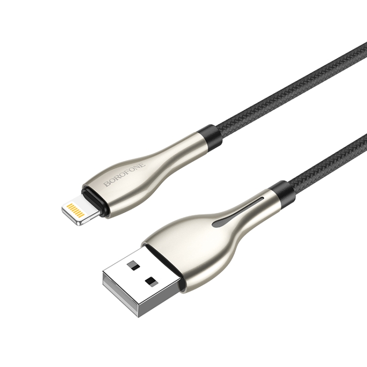Borofone BU29 1.2m 2.4A USB to 8 Pin Exquisite Charging Data Cable(Black) - B3