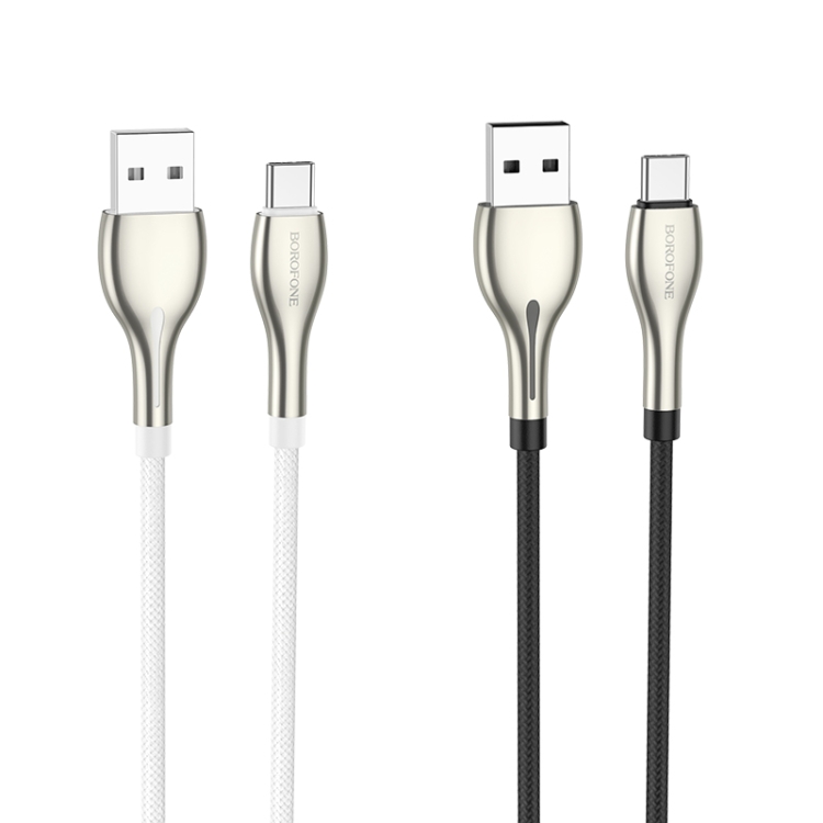 Borofone BU29 1.2m 3A USB to Type-C Exquisite Charging Data Cable(Black) - B1