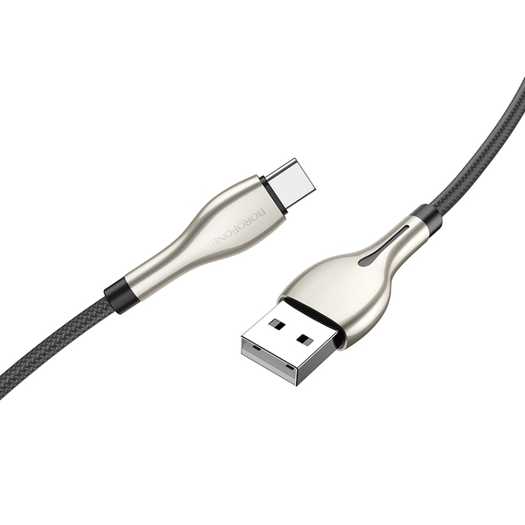 Borofone BU29 1.2m 3A USB to Type-C Exquisite Charging Data Cable(Black) - B2