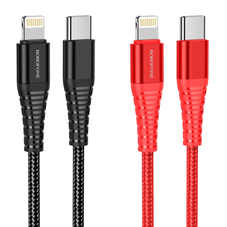 Borofone BU27 1.2m PD 20W Type-C to 8 Pin Cool Victory Charging Data Cable(Black) - B1