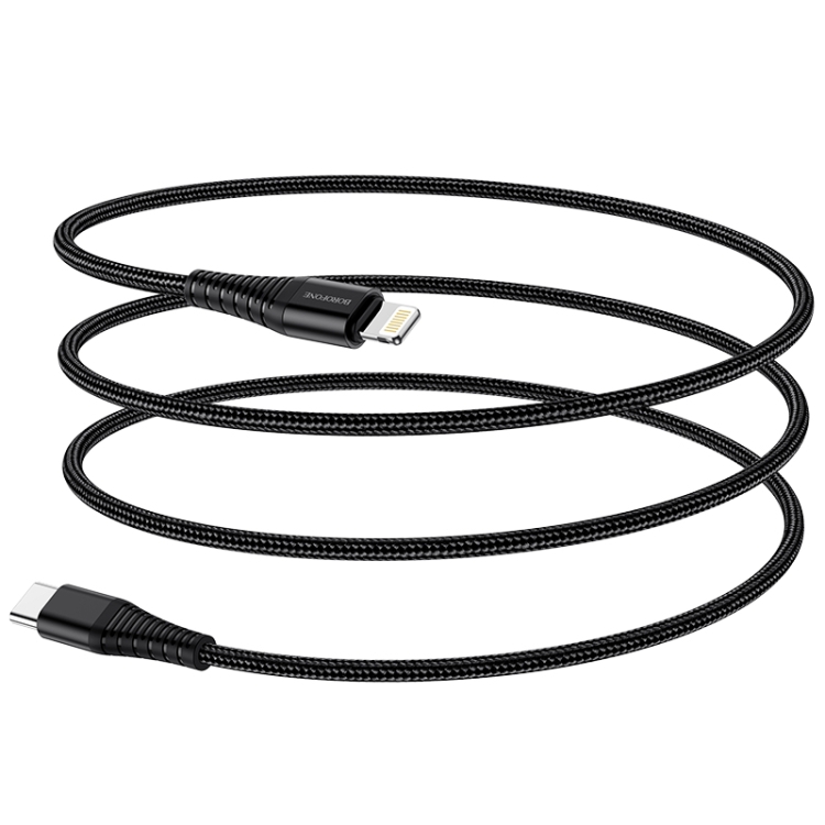 Borofone BU27 1.2m PD 20W Type-C to 8 Pin Cool Victory Charging Data Cable(Black) - B3