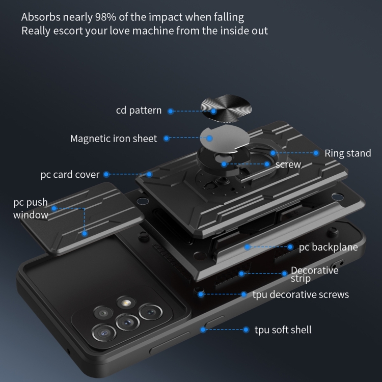 For Samsung Galaxy A72 4G / 5G Sliding Camshield Card Phone Case(White) - B2