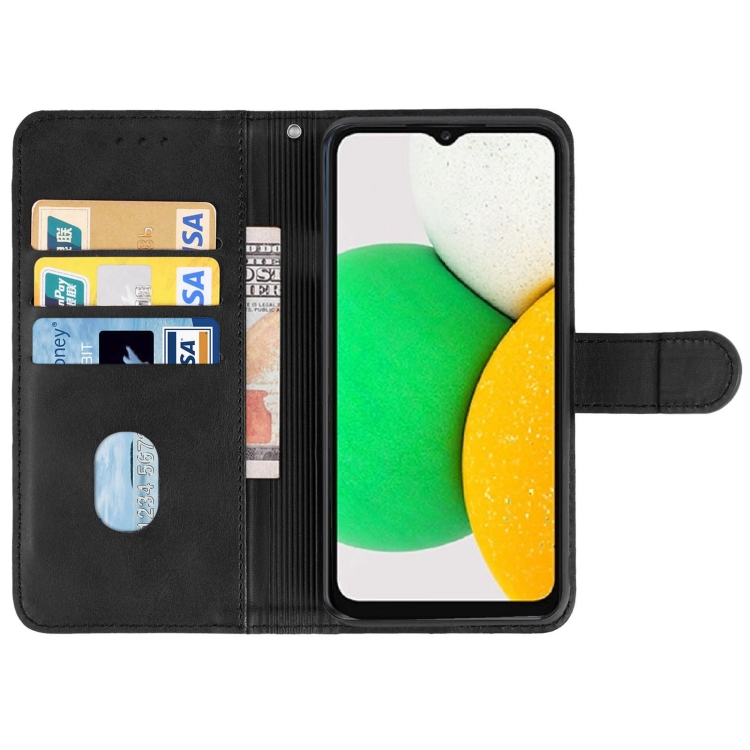 Leather Phone Case For Samsung Galaxy A03 164.27mm Version(Black) - 2