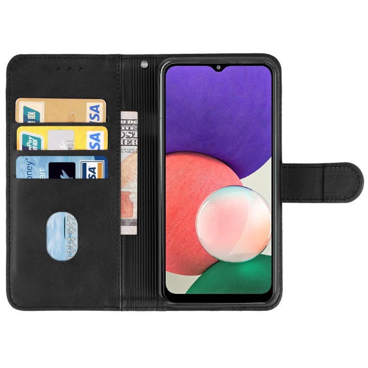 Leather Phone Case For Samsung Galaxy A22 5G SC-56B JP Version(Black) - 2