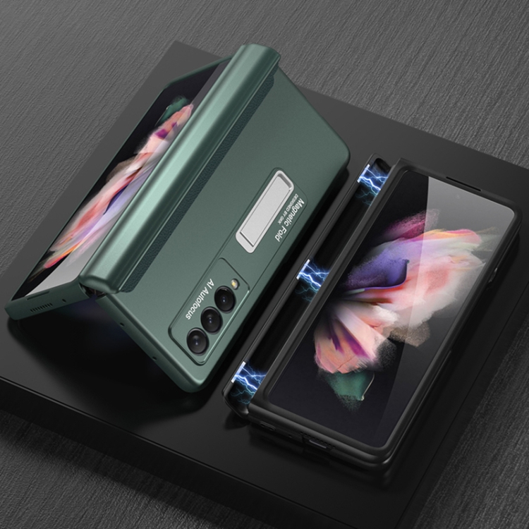 For Samsung Galaxy Z Fold3 5G GKK Magnetic Full Coverage Phone Flip Case with Holder(Black) - B3