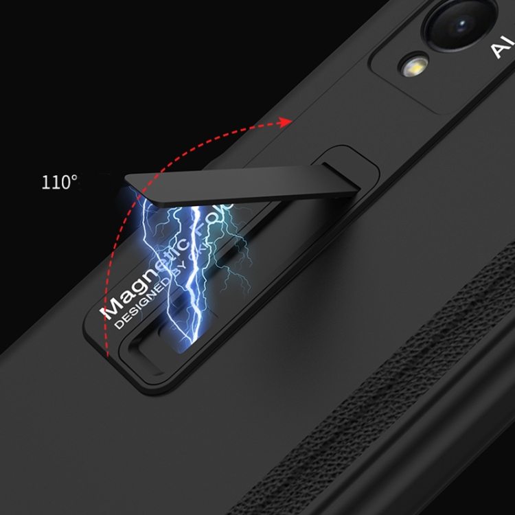 For Samsung Galaxy Z Fold3 5G GKK Magnetic Full Coverage Phone Flip Case with Holder(Black) - B4