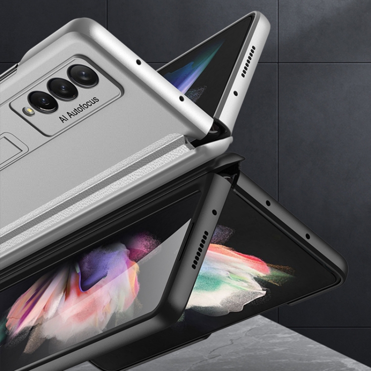 For Samsung Galaxy Z Fold3 5G GKK Magnetic Full Coverage Phone Flip Case with Holder(Black) - B5