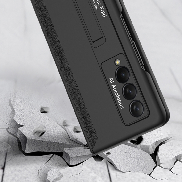 For Samsung Galaxy Z Fold3 5G GKK Magnetic Full Coverage Phone Flip Case with Holder(Black) - B6