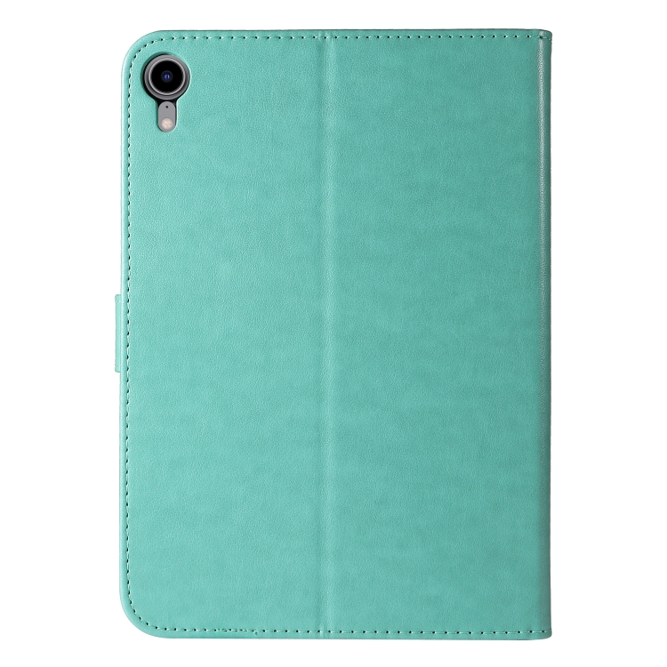 Pressed Printing Woman and Cat Pattern Horizontal Flip Leather Tablet Case For iPad mini 6(Green) - 2