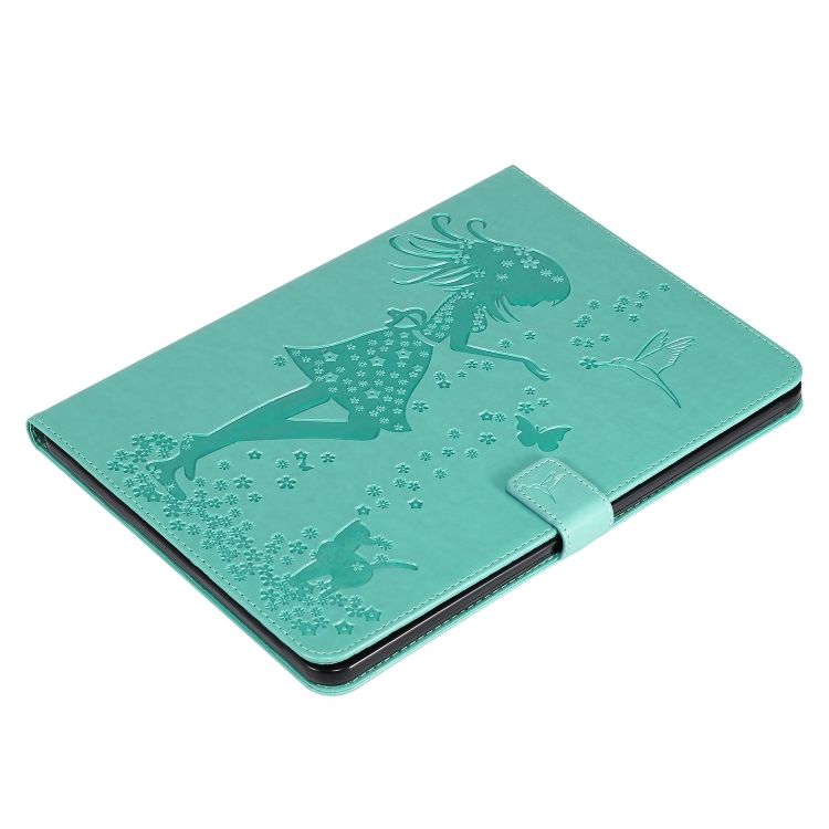 Pressed Printing Woman and Cat Pattern Horizontal Flip Leather Tablet Case For iPad mini 6(Green) - 5