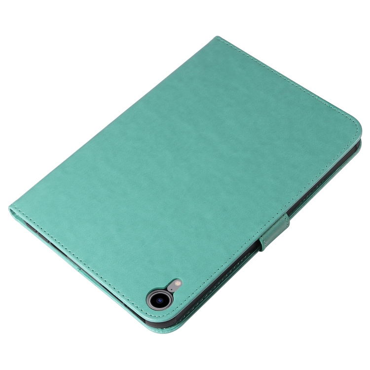 Pressed Printing Woman and Cat Pattern Horizontal Flip Leather Tablet Case For iPad mini 6(Green) - 6